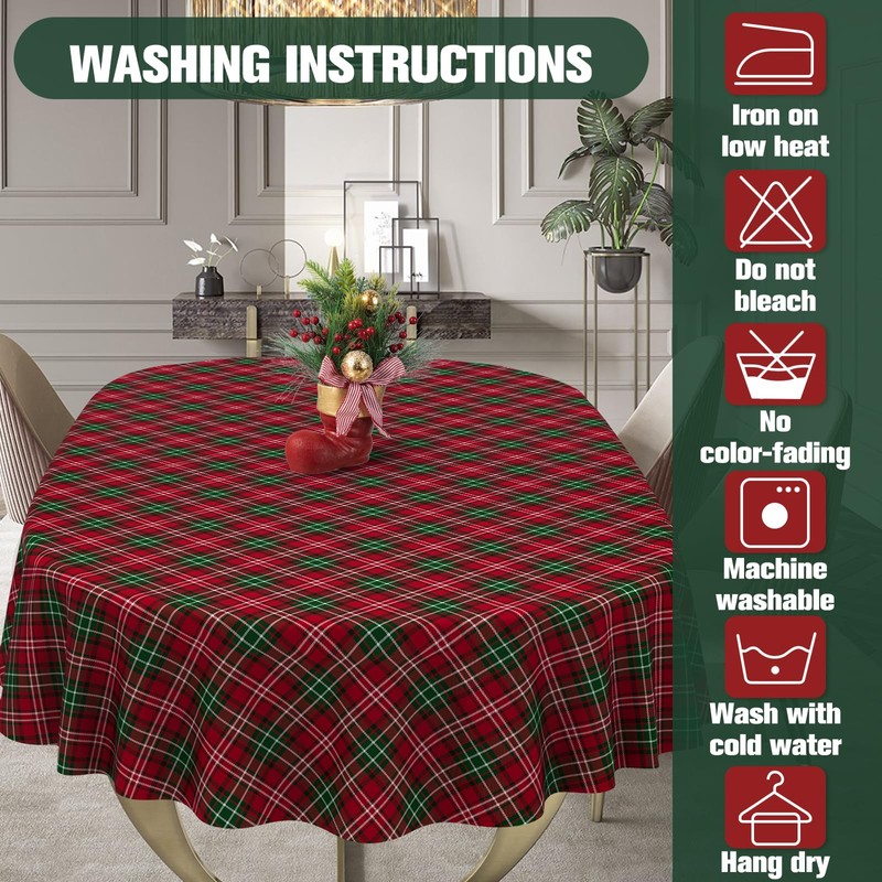 uwdfnwuif Christmas Tablecloth Winter Holiday Table Cloth Washable Christmas Plaid