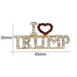 Crystal Trump Brooch with US Flag/Trump Maga Merchandise for 2024 United States Presidential Election -I LOVE TRUMP