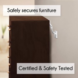 Little Chicks Anti-Tip Hinged Furniture Baby Safety Wall Anchors, Adjustable Strap & Maximum Strength Security - 2 Pack - Model CK035