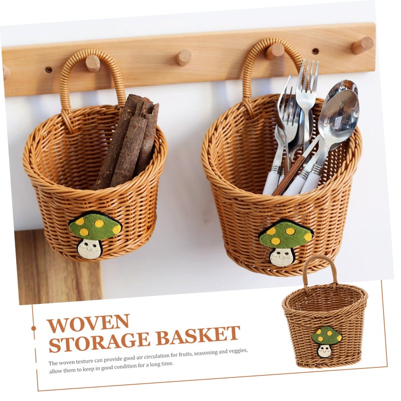 BIUDECO Woven Wall Storage Basket for Garlic Onion and Fruits