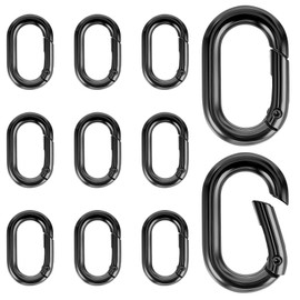 10Pcs Mini Carabiner Clip 1inch Small Carabiner Metal Tiny Oval Carabiner Keychain Hook Clips Spring Keyring Buckle for Paracord Lanyard Keychain, Car Key Rings Hook, Dog Tag Clips, Purse(Black)