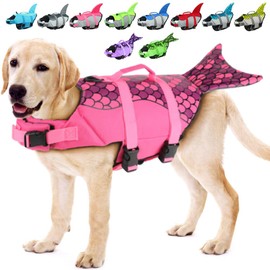 EMUST Dog Life Vest, Dog Life Jacket for Small, Medium, Large Dogs with Rescue Handle Flotation Vest Safety Lifesaver for Swimming Pool Beach Boating Water, S