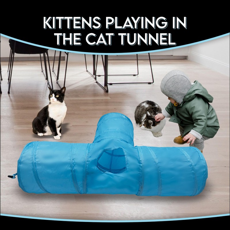 PetBuds 3-Way Collapsible Cat Tunnel Toy, Interactive Cat Tunnel for