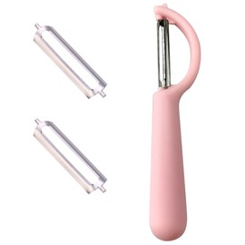 Peeler for Tupper with 2 Replacement Blades, Potato Peeler Asparagus Peeler Blades, for Tupperware Peeler, Easy to Clean, Vegetable Peeler, Stainless Steel, Carrot Peeler, Cucumber Peeler (Pink)