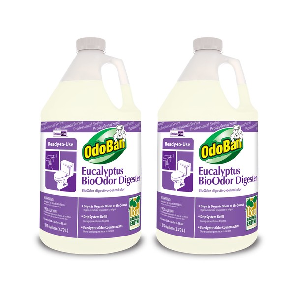 OdoBan Professional Cleaning Ready-to-Use BioOdor Digester Harsh Aroma Counteractant, 2-Pack, 1 Gallon Each, Eucalyptus Scent