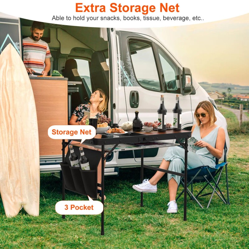 Foldable Camping Table Collapsible Picnic Aluminum Alloy Grill Stand 66LBS