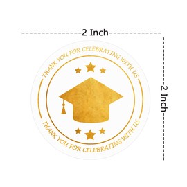 Graduation Thank You Stickers,2 Inch Congrats Grad Party Favor Sticker Labels,Candy Stickers for Graduation Party Favors,120 Pcs