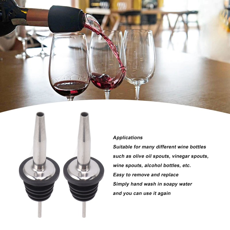 24pcs Stainless Steel Bottle Pourers with Black Plastic Cover Conical