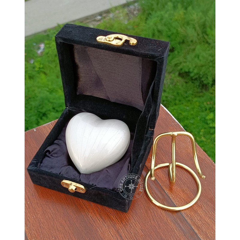 White Cremation Urn for Ashes Keepsake Heart Urn with Black