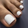 Pure White French False Toenails with Nail Glue - Acrylic