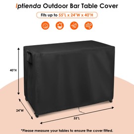 Iptienda Outdoor Table Cover for Patio Prep Tables, 55inch Bar Table Cover Waterproof for Bar Furniture,Grill Cart,Kitchen Island Tables-55"L x 24"W x 40"H