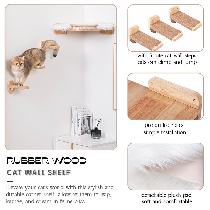 Coolex Cat Shelves - 3-Step Wall Climbing Set with Plush