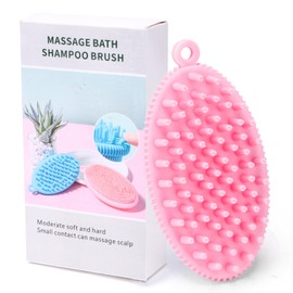 ROPO Dog Shampoo Brush, Dog Bath Brush & Dogs Shower, Dog Hand Brush for Grooming, Dog Scrubber for Bath, Dog Wash Brush (Pink)