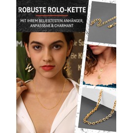 FaithHeart Women's Chain, 2 mm Anchor Chain Link Chain in Silver/Gold/Rose Gold/Black, Stainless Steel Rolo Chain 35 cm - 75 cm, Chains for Birthday, Valentine's Day, Mother's Day, Metal, No Gemstone