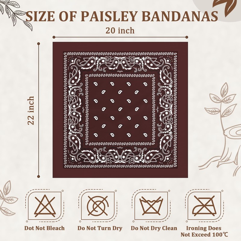 PJPSAA - Paquete de 12 bandanas unisex de cachemira, vaquero,