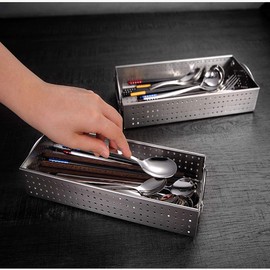 AIYoo Mesh Cutlery Tray- 1 Compartments 304 Stainless Steel Kitchen Utensil Drawer Organizer/Silverware Storage Kitchen Utensil Flatware Tray - 11.3x4.1x2.0 Inch
