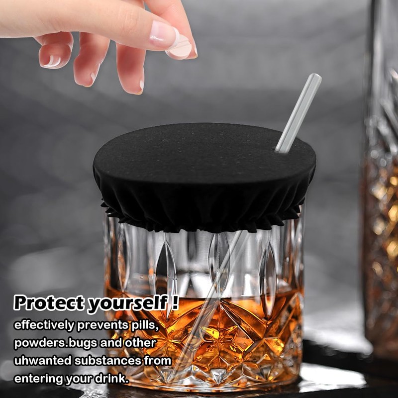 6pcs Reusable Drink Cover Scrunchie with Straw Hole,Elastic Cup Protector