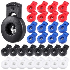 QWLWBU 32 Pcs Glove Locks,Lace Locks for Baseball Glove is Sturdy, No Knot Required,Strong Elasticity,Suitable for All Glove Baseball Glove Accessories(Red, Black, Blue, White)