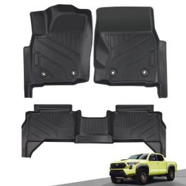 SHINJEW Floor Mats for 2024 2025 Toyota Tacoma Double Cab (Not for Hybrid),All Weather TPE Car Floor Liners for Toyota Tacoma Accessories，1st & 2nd Row