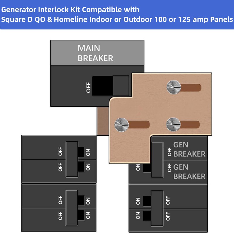Generator Interlock Kit Compatible with Square D QO or Homeline