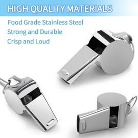 Whistle, Pack of 2 Stainless Steel Sports Whistles, Referee Whistles with Lanyard, Loud Clear Sound, Whistle Ideal for School Sports, Football Referee, Dog Training, Physical Teaching