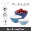 Oggi Set of 3 Ribbed Mixing Bowls with Lids -