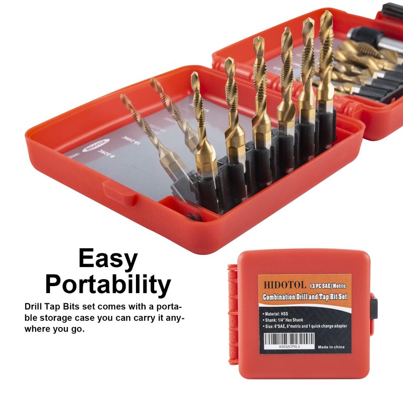 HIDOTOL Titanium Combination Drill and Tap Bits Set with Quick