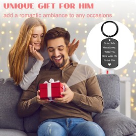 GENLGE Christmas, Anniversary, Birthday, Valentine’s Day Gifts for Men - Drive Safe Keychain for Him, Boyfriend, Husband, Mens Stocking Stuffers