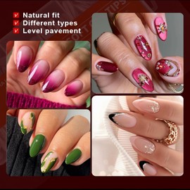 AYOCULTURE False Nail Tips 600PCS, Gel X Nail Tips, 10 Sizes Premium Quality & Easy Application for Gel Extensions, Press On Nails Kit - Short Almond