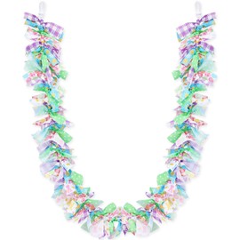 Guirnalda de Pascua para decoración de 7 pies / 6.9 ft, pancarta colgante de lazo de primavera pastel huevo amarillo pollito, conejito, banderines para árbol de Pascua, chimenea, chimenea, corona,