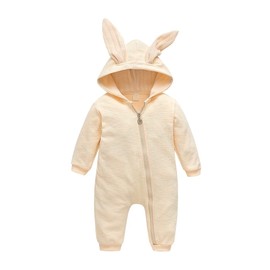 Simplee kids Animal Bunny Baby Easter Clothes Long Ear Rabbit Hoodie Romper with Zipper