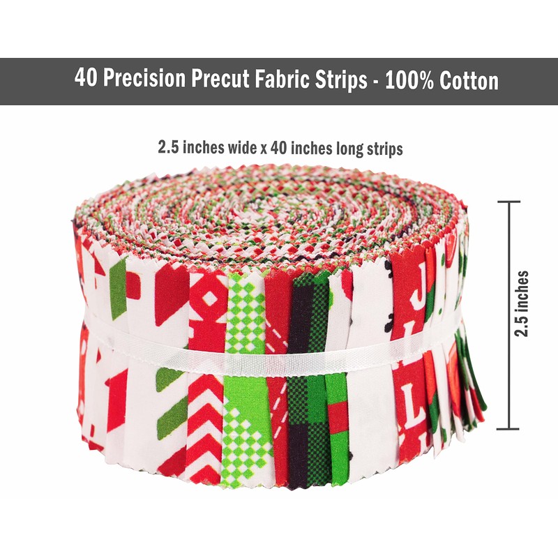 Soimoi 40Pcs Christmas Print Cotton Precut Fabrics for Quilting Craft