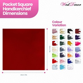 WedDecor Solid Deep Red Satin Pocket Square for Men – Handkerchief for Suit, Formal Wear, Wedding Gift, Prom, Party – Unisex Fashion Plain Pocket Hankies, Silky Pocket Square, 1pc