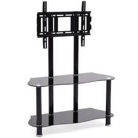 Hodedah Glass Mount Tv Stand, Black