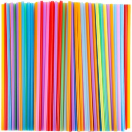 500 Pcs Disposable Drinking Straws,Plastic Straws BPA-Free,Plastic Drinking Disposable Straws,Extra Long Straws for Party Drinking (0.23''Diameter and 10.2"Long) (Colorful)