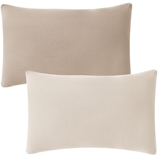 JELLYMONI 2 Pack Muslin Toddler Pillowcase for 13x18 Pillow, 100%