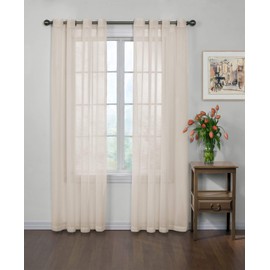 CURTAIN FRESH Arm and Hammer Modern Odor Neutralizing Sheer Voile Light Filtering Grommet Window Curtains for Bedroom or Living Room (Single Panel), 59" x 108", Ivory