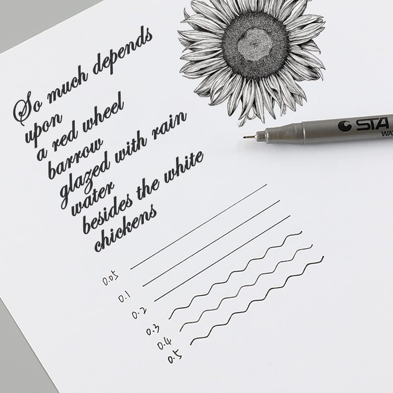 Cdycam Fineliner Pens, Set of 9 Black Fineliner Ink Pen