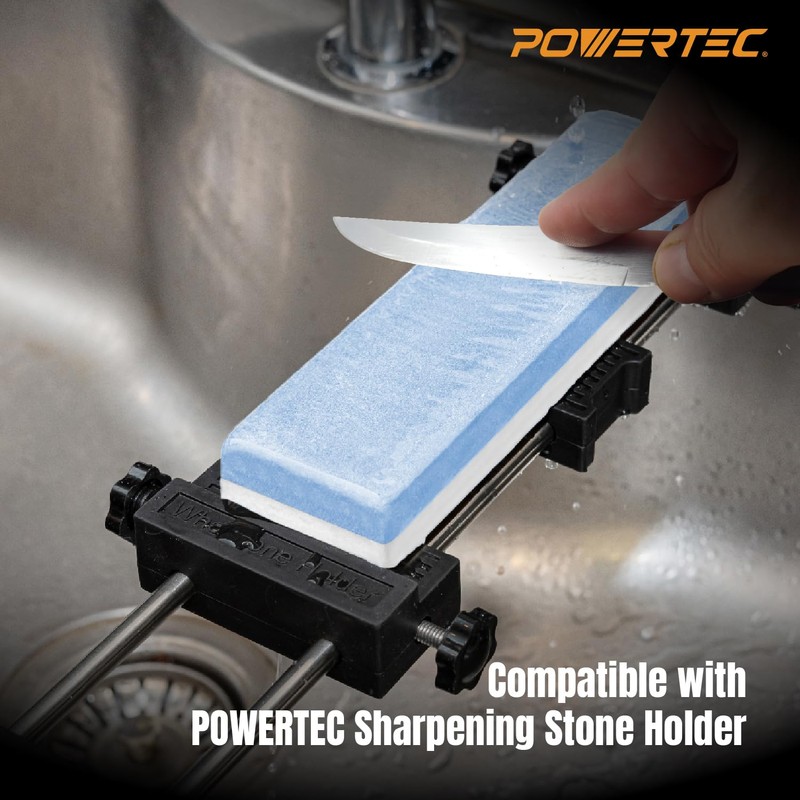 POWERTEC Whetstone Knife Sharpening Stone – Dual Grit 1000/6000 Water