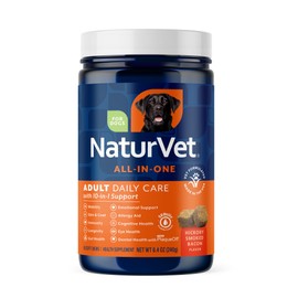 NaturVet All-in-One Adult Dog Daily Care, 10-in-1 Supplement Dog Soft Chews for Mobility, Skin, Digestion, Teeth, Cognition, Eyes, Hickory Smoked Bacon Flavored Pet Supplement for Dogs, 60 Count