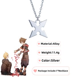 Ticome Kingdom Hearts Necklace,Cartoon Anime Cosplay Jewelry Accessories,Silver Dart Handheld Sword Diamond Alloy Necklace