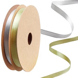 2 Rolls Ribbon Sage Green & Light Silvery 10mm x 22M Satin Ribbon Thick Durable Ribbon for Gift Wrapping, Wedding, Crafts,Easter, Flower Bouquet, Hair, Christmas Decorations and More