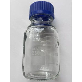 Boro 3.3 250ml Glass Bottle  Blue Cap GL45 science Lab bottle