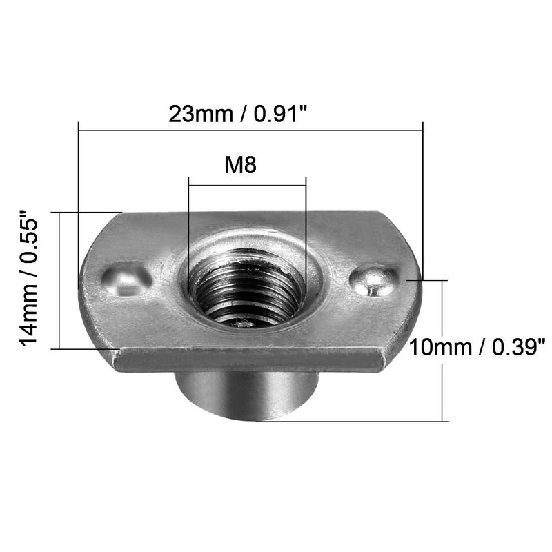 sourcing map 25 Pcs Welding Nuts M8 Tab Base UNC