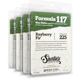 Shortie's Candle Company Bayberry Fir Wax Melts Bulk Pack - Formula 117-4 Highly Scented 3 Oz. Bars (12 Oz. Total) - Made with Natural Oils - Christmas & Holiday Air Freshener Cubes Collection