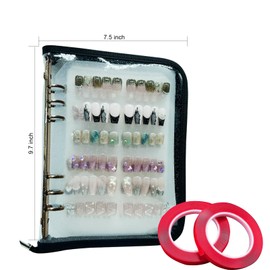 Generisch A5 Nagelbox mit Reißverschluss – Robuste Aufbewahrungsbox für Aufklebnägel (inkl. 6 Klebepads) | Transparente Organizer-Box zur Präsentation & Lagerung künstlicher Fingernägel