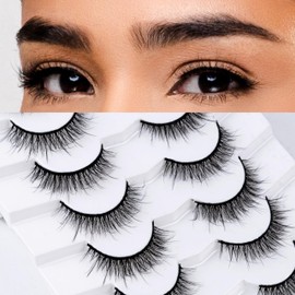 MOST BEAUTY False eyelashes, cat eye lashes, False Eyelashes wispy lashes, 7 Pair Multipack, Wispy Faux Mink Lashes Natural Look, EyelashesVolume Lash Extensions Fluffy, Strip Lashes (Natural A1)