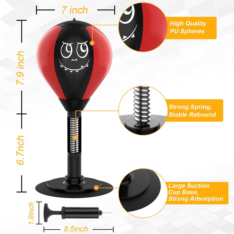 Suction Cup Desktop Punching Bag - High-Rebound Spring Boxing Ball
