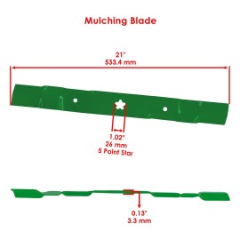 Caltric 21 inch x 5 Point Star 42" Deck Mulching Blade For Craftsman Husqvarna Poulan