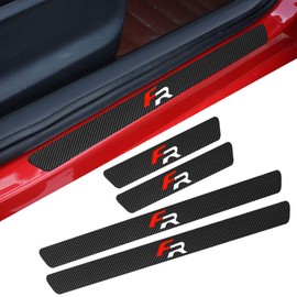 MINGCHUO 4 x impregnated carbon fibre stickers for car accessories, car threshold stickers, seat FR by Leon Ibiza Cupra